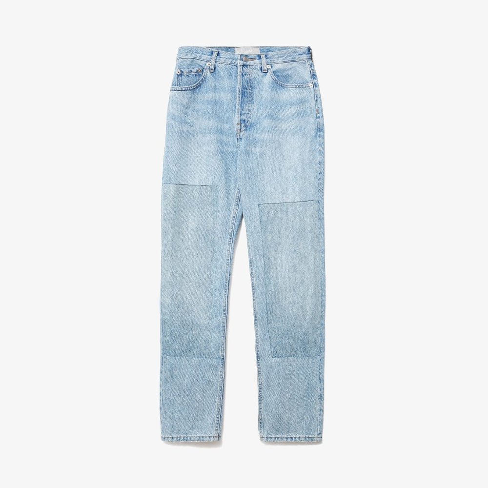 Everlane Curvy 90's Cheeky Straight Jean in Patched Blue